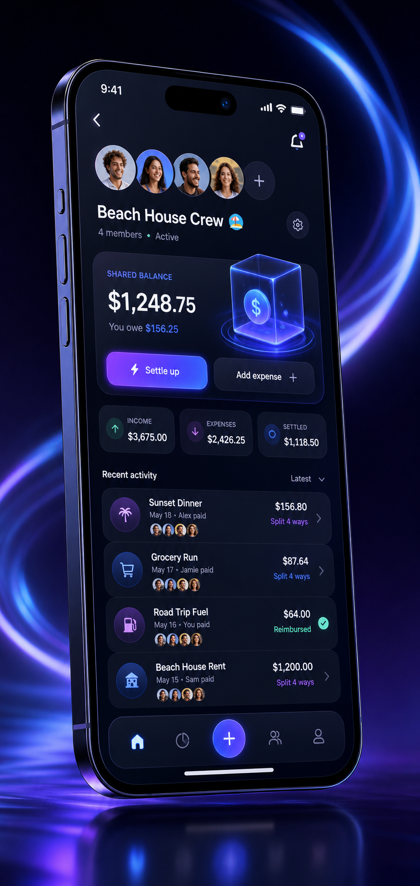 Zieet Daily shared bills and expense splitting feature design